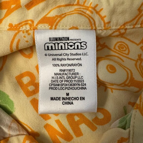 Universal Studios Minions Button Down Collared Yellow Print Shirt Boys Size M - Picture 6 of 6